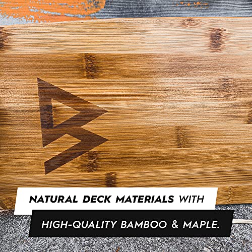 Magneto Mini Cruiser Skateboard Cruiser | 27.5" X 7.5" | Short Board | Canadian Maple Deck - Designed For Kids, Teens And Adults (Bamboo) #TOP3