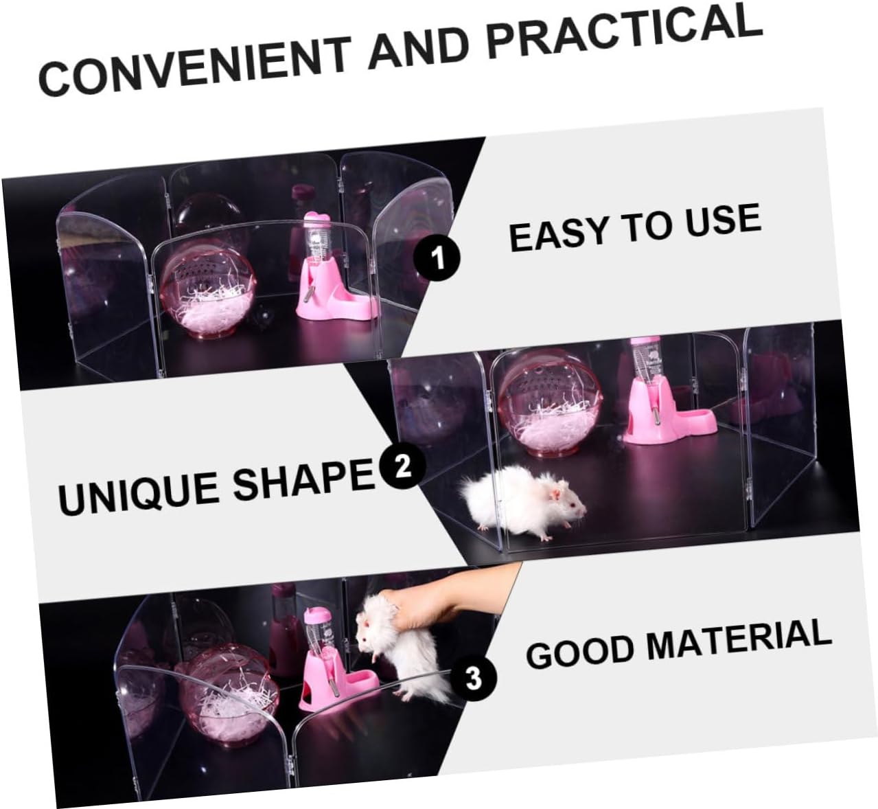 Portable Small Animal Playpen Transparent Plastic Hamster Fence Indoor Outdoor Pet Barrier Enclosure for Guinea Pigs Rabbits and Small Pets Playground