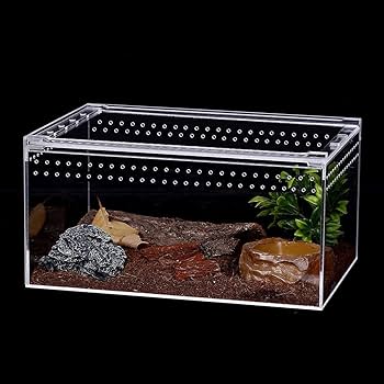 Amazon | 通気性 爬虫類 飼育ケース 透明 アクリルケージ 小動物