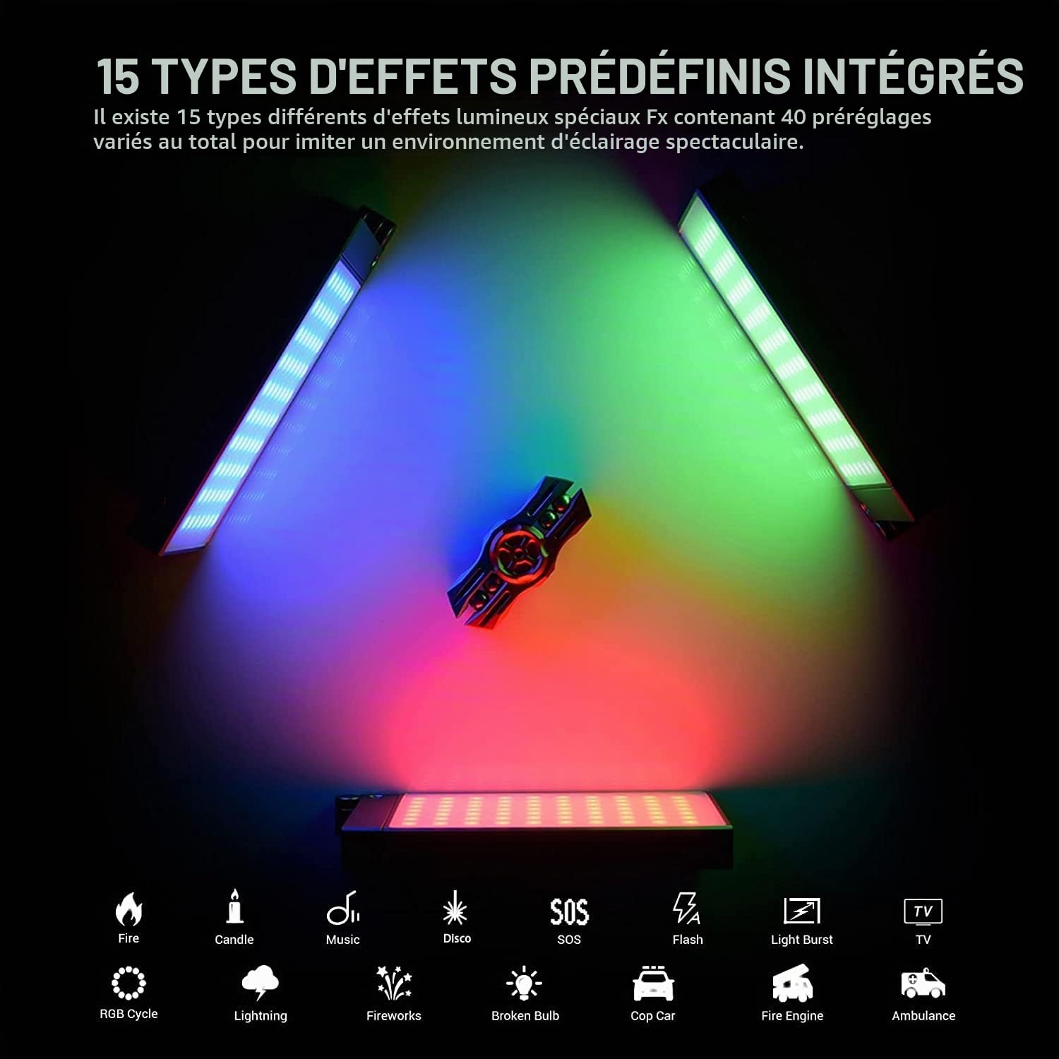 Godox M1 RGB LED Panneau Lampe, Full Color Lumière à Caméra Vidéo Lampe avec Mode de Musique, 2410 mAh Pussante Batterie au Lithium Vidéo Light de Poche, RGB Mode, CCT Mode et 15 Effets de Lumière