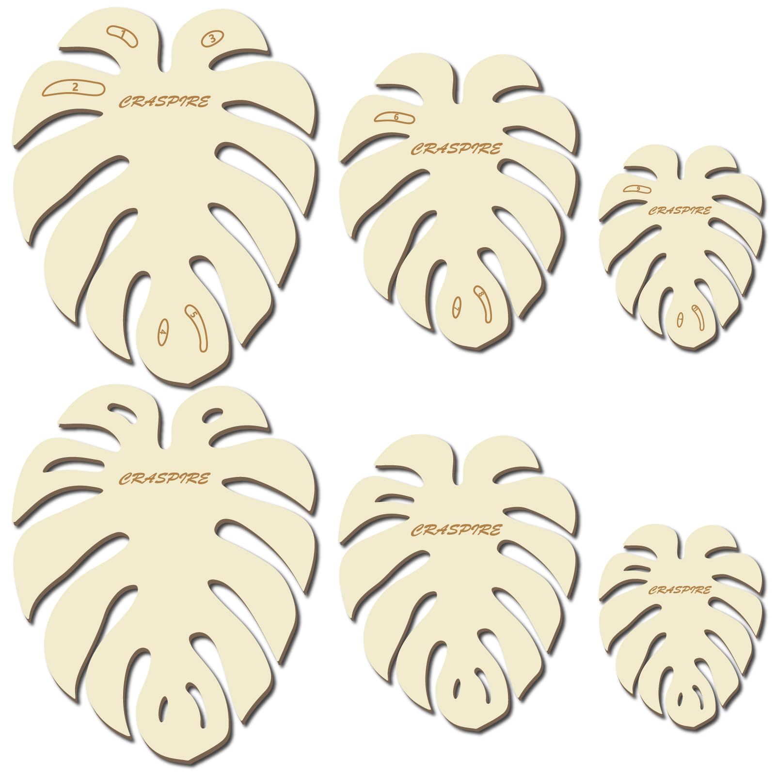 CRASPIRE 6 Pcs 3 Sizes Macrame Leaf Cutting Molds Summer Palm Monstera Leaves Natural Wooden Template Wood Rustic Tassel Templates Hanging Tool for DIY Crafts Making Home Wall Decoration