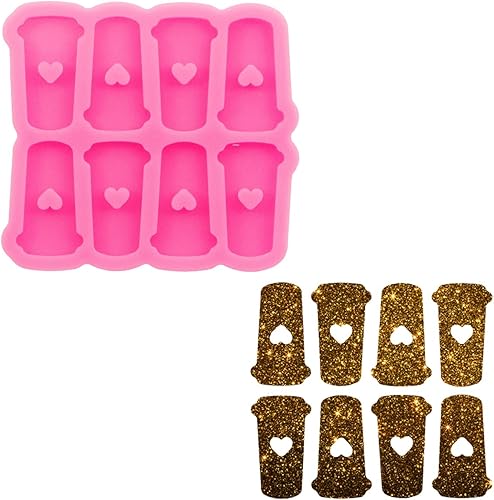 Angel Wings Mini taza de café con agujero de corazón, molde de silicona súper brillante de resina de silicona para bricolaje, mini aretes, aretes, disponible en Yaxa Colombia