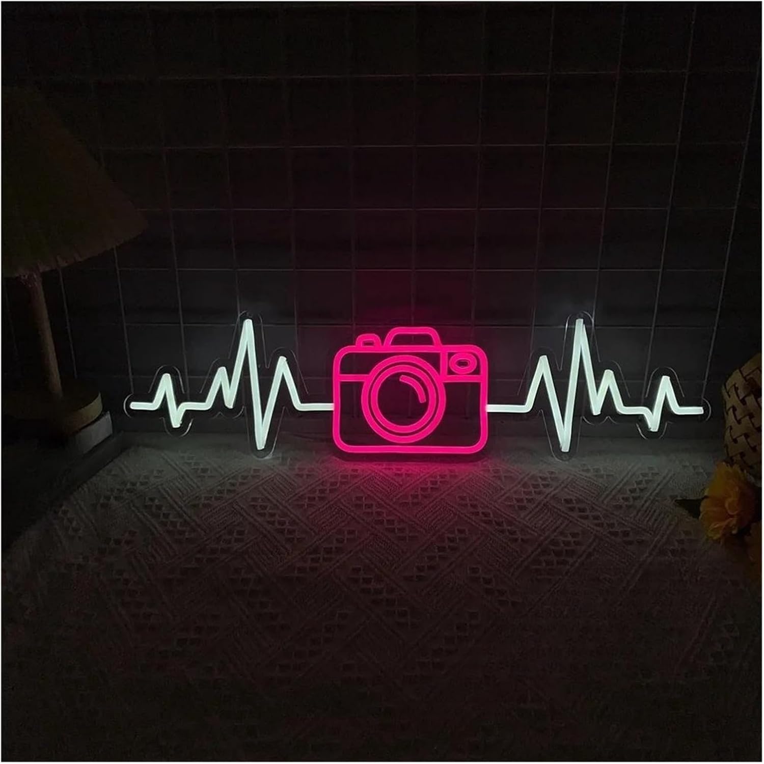Lampe au néon caméra enseigne lumineuse murale pour magasin 15x55 cm
