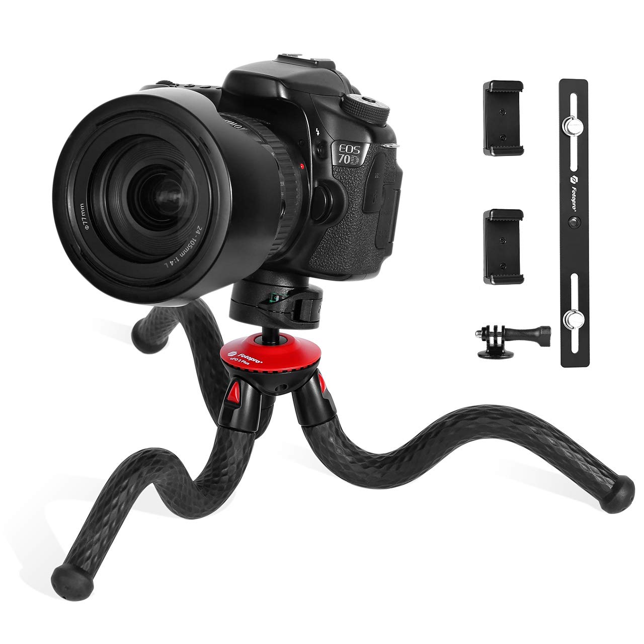 Camera Tripod, Fotopro iPhone Tripod with Dual 1/4" Screw Camera Mount