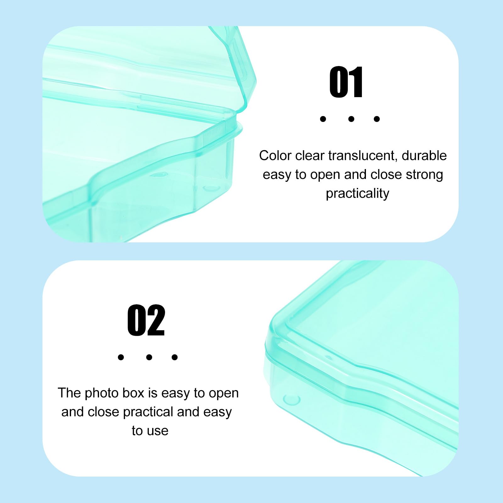 Beavorty Scatola Portafoto 4x6 in Plastica Resistente, Organizzatore di Foto e Cartoline, Custodia Portatile per Piccoli Oggetti e Accessori, per Ordine Scrivania e Archiviazione Domestica