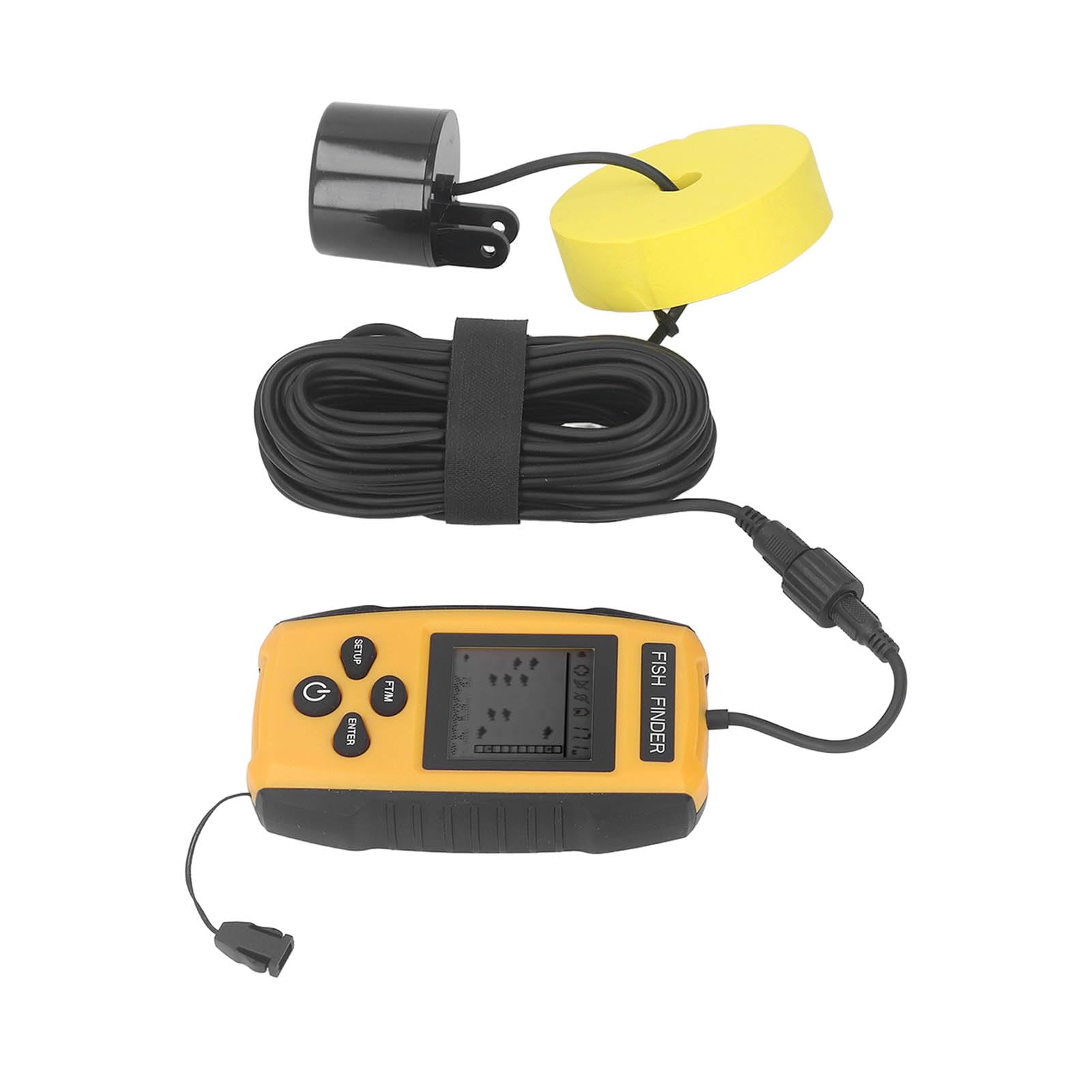 Ejoyous Rilevatore Ad Ultrasuoni, Ecoscandaglio Portatile in ABS con Sensore Sonar da 200 KHz, Display LCD di profondità e Pesci, Portata di 100 M, Raggio di 45 Gradi, per la Pesca Ghiaccio Offshore