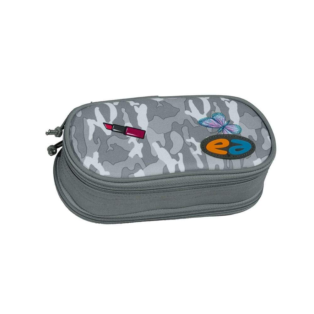 YZEA Astuccio Portapenne Rigido Con Scomparto Per Compasso - Grigio, Tasca Interna E Scomparti Extra Per Materiale Scolastico - 2
