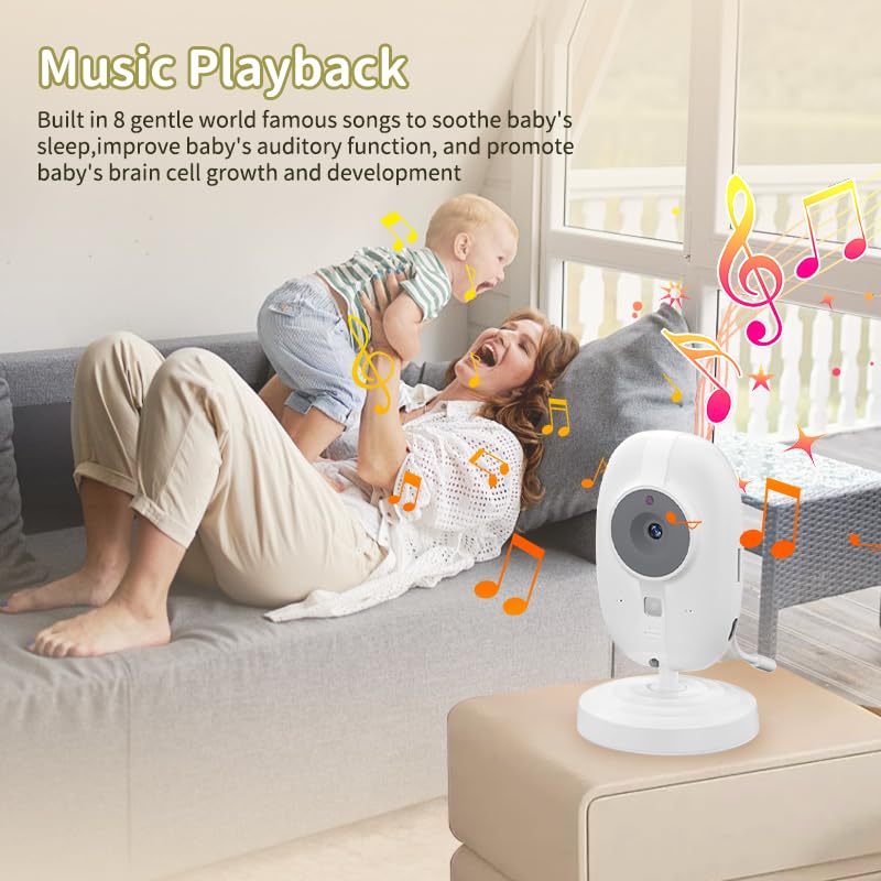 Image of No WiFi Baby Monitor Video Camera with Audio, Night Vision, VOX, 2-Way Talk, Lullabies