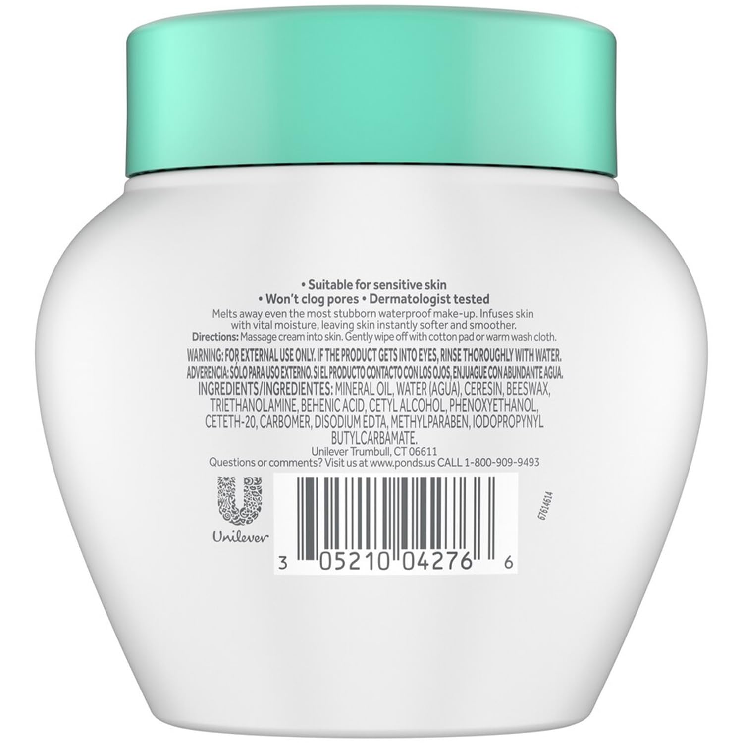 Ponds Crema fría removedor de maquillaje sin fragancia, 6.1 onzas (paquete de 2)