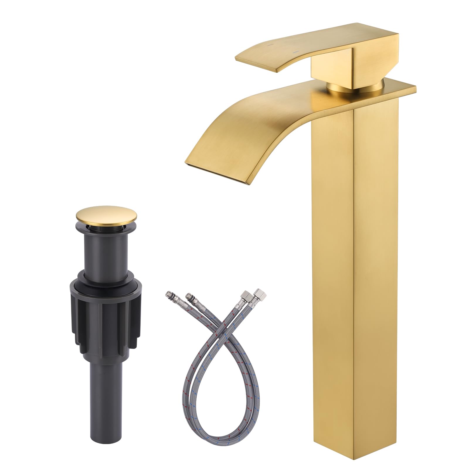 Robinet de salle de bain cascade à trou unique ARCORA mitigeur haut avec drain pop-up