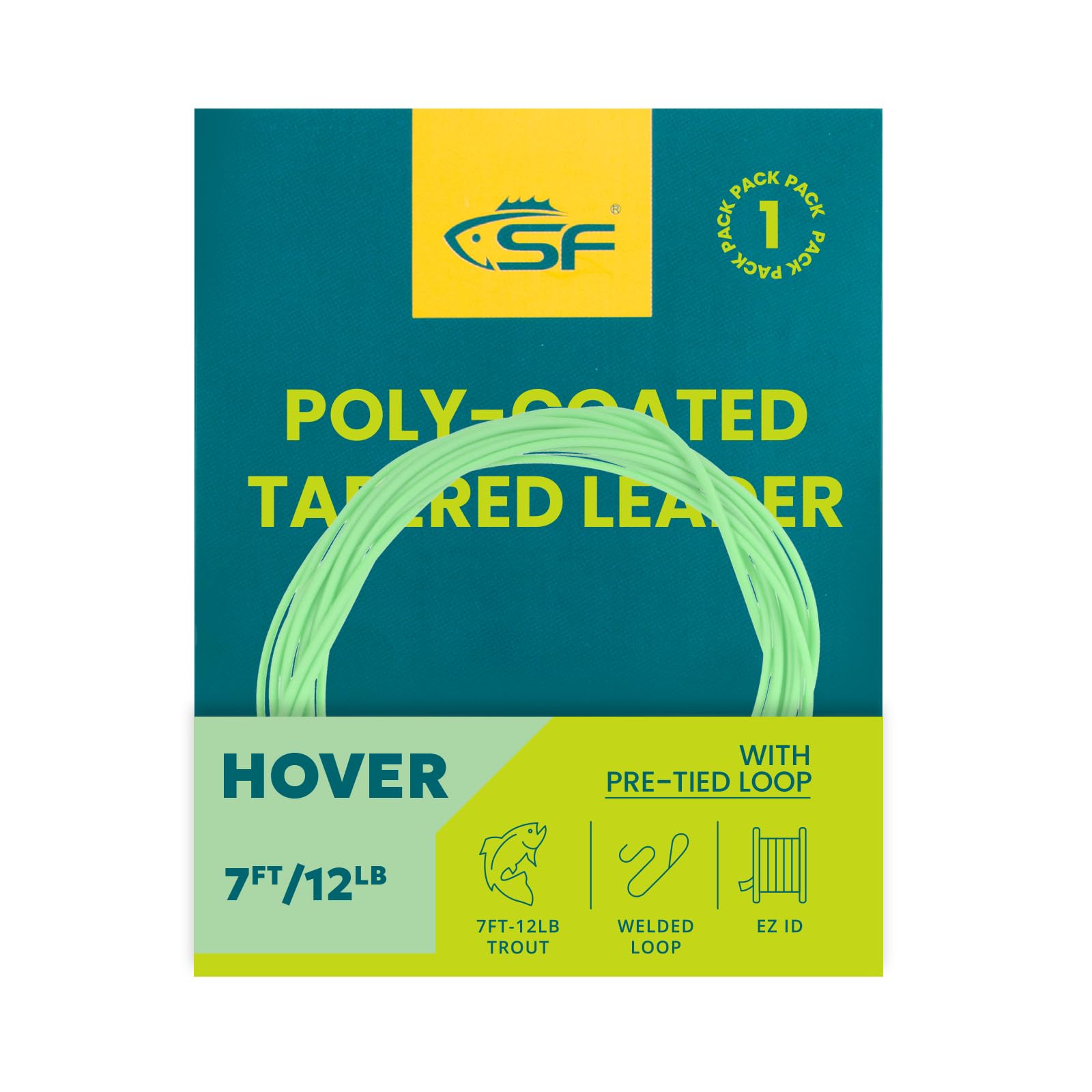 SF Fly Fishing Polyleader Monofilament Core Leader Line Fly Line for 7' Trout and 10' Salmon Poly Leader 7FT/10FT Float Hover Intermediate 3/5/7IPS