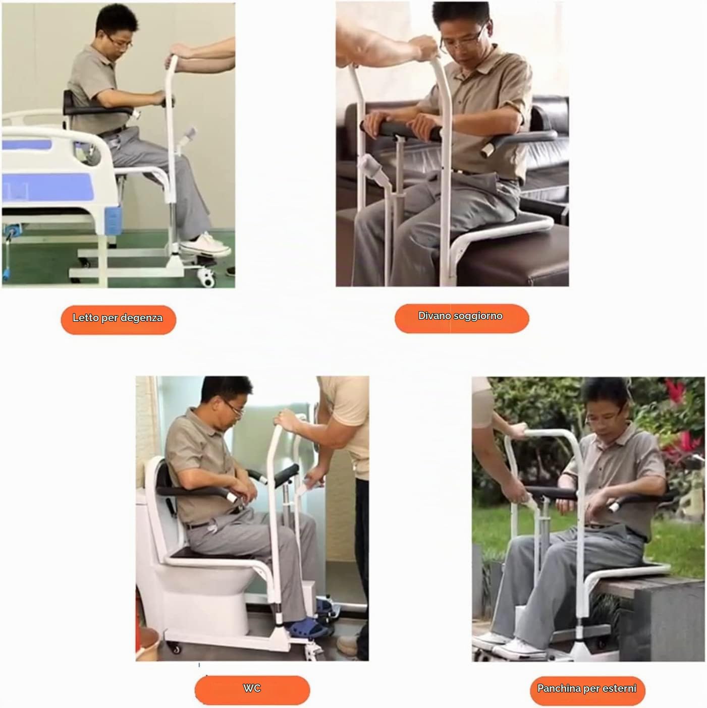 Sollevatore Elettrico per Paziente per Anziani Sedia da Trasferimento per Pazienti Portatile Sedia a Rotelle per Doccia con Ascensore Elettrico con Sedile Diviso a 180° per la Casa