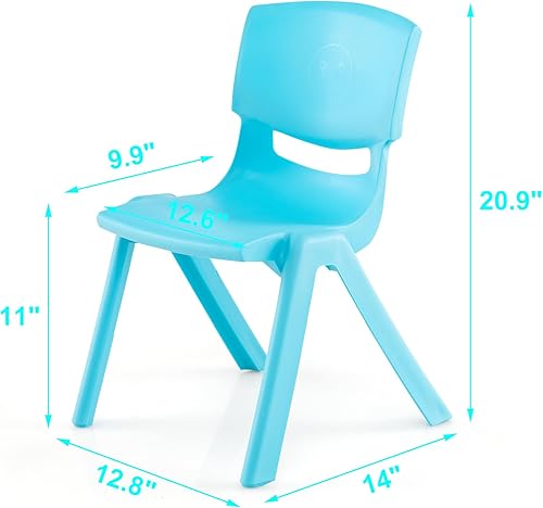 Miniatura 3 de Paquete de 6 sillas escolares apilables de plástico prémium de 11 pulgadas de alto, sillas para niños pequeños y niños para guardería, escuela, al