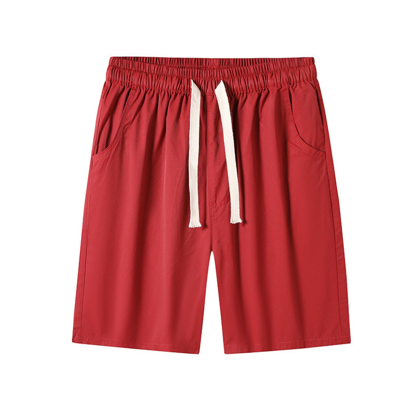 Short jogging hommes en soie glacée rouge taille S fluide - 8