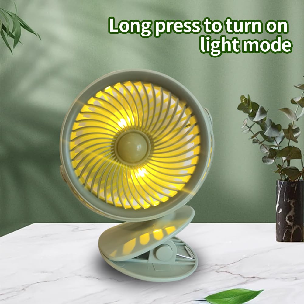 YZYOE Rechargeable Clip Fan with LED Lights, Portable Powerful Clip Multifunctional Fan, Three Speed Mode - Image 2