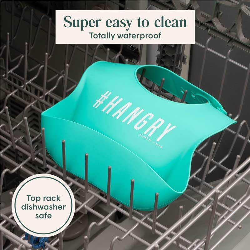 Miniatura 5 de Simka Rose Baberos de silicona para bebés con recogedor de alimentos, ajustable y suave para niños y niñas, mesa de comedor para silla alta