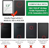 Vista 2 de Funda para Kindle Paperwhite (6.8 pulgadas, 11.ª generación, versión 2021) con correa de mano, funda inteligente rígida de PC con función