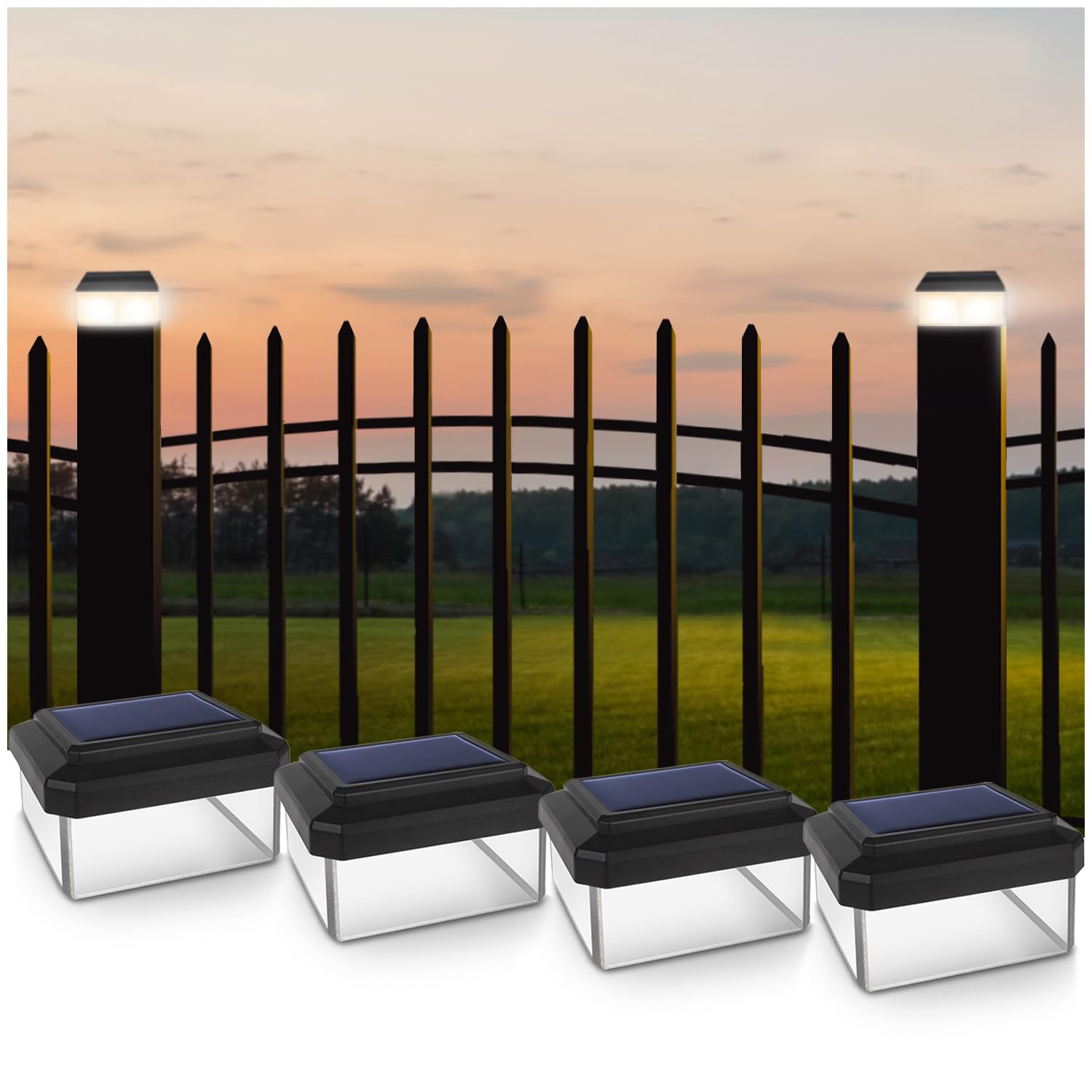 GreenBlue GB127 lampe solaire CAPUCHON POUR POTEAU DE CLÔTURE 4 pieces (4 Stück 80x80)