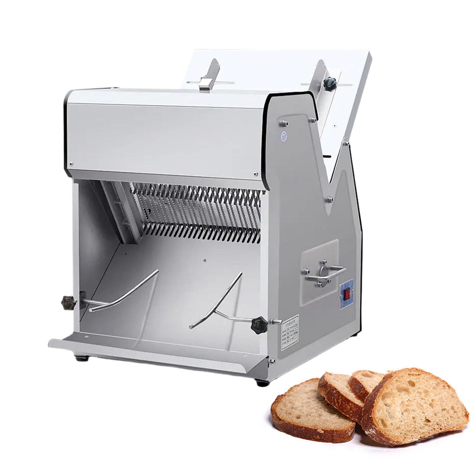 YXZQLOZ Commercial Bread Slicer (31-Slice Capacity) for bakeries and home baking; 12mm slice thickness.