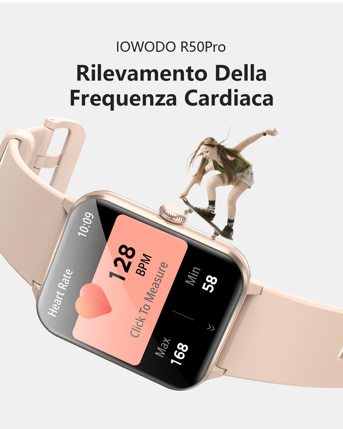 IOWODO Smartwatch Donna, 1.85” Orologio Intelligente Chiamate Bluetooth Fitness, 24H Cardiofrequenzimetro/SpO2/Sonno/Contapassi, IP68 Orologio Fitness Calcolatori per Android iOS
