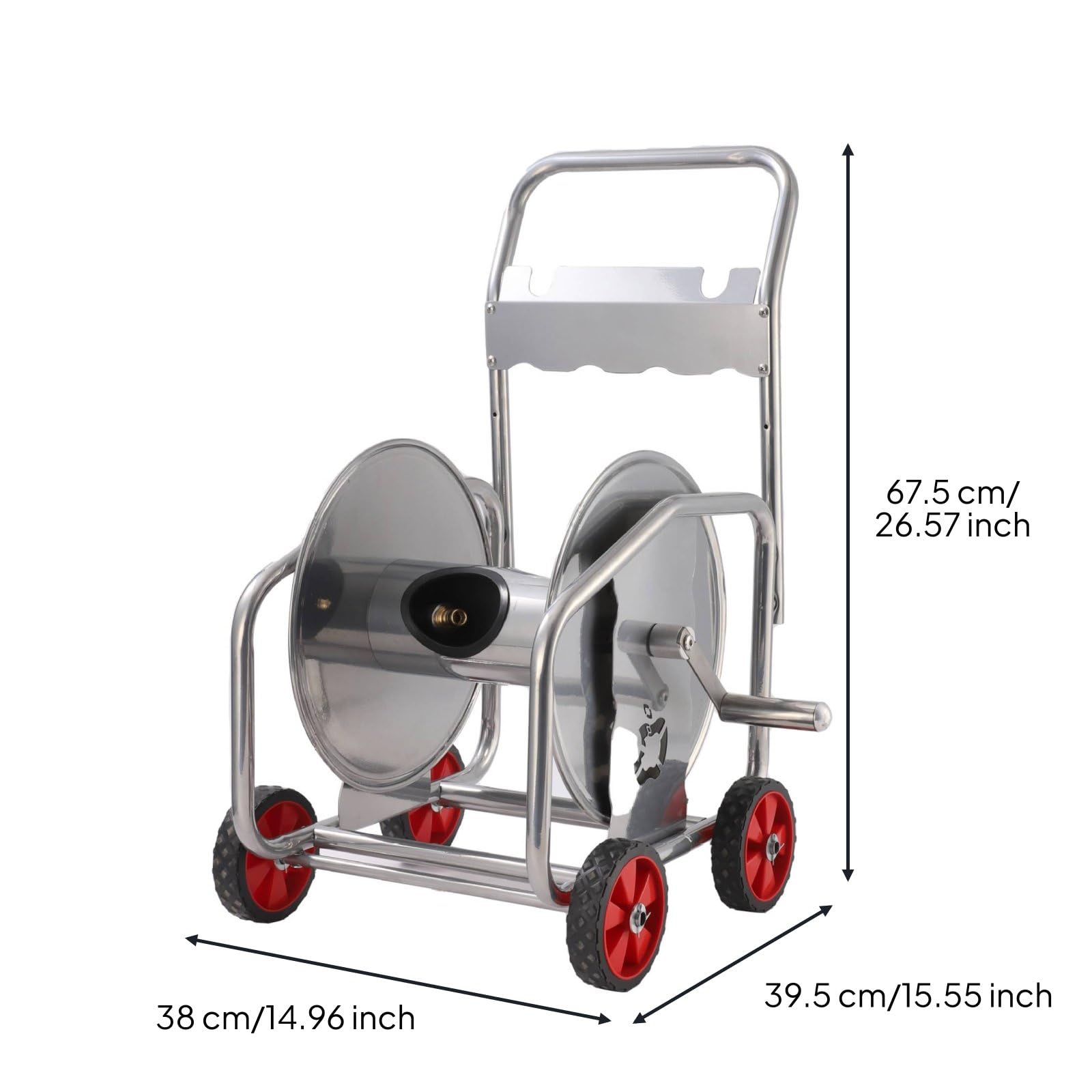 Carrello Avvolgitubo Portatile Carrello Portagomma con Ruote per Esterno, 100M