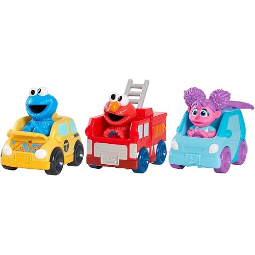 Just Play Sesame Street Twist and Pop Wheelies 3-Pack Preschool Toy Vehicles, Kids Toys for Ages 2 Up, Amazon Exclusive