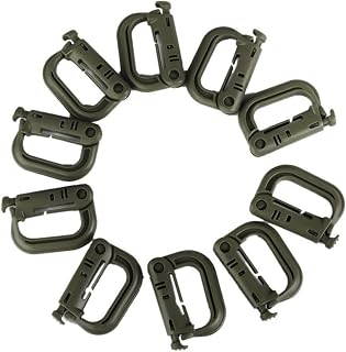 10Pcs D-Ring Grimloc Bloqueo D-Ring Bloqueo para Correas Molle Bronceado Hebillas Resortes Cinta Hebilla En Forma De D Mosquetón Verde Bloqueo D-Ring Anillo En D Multipropósito
