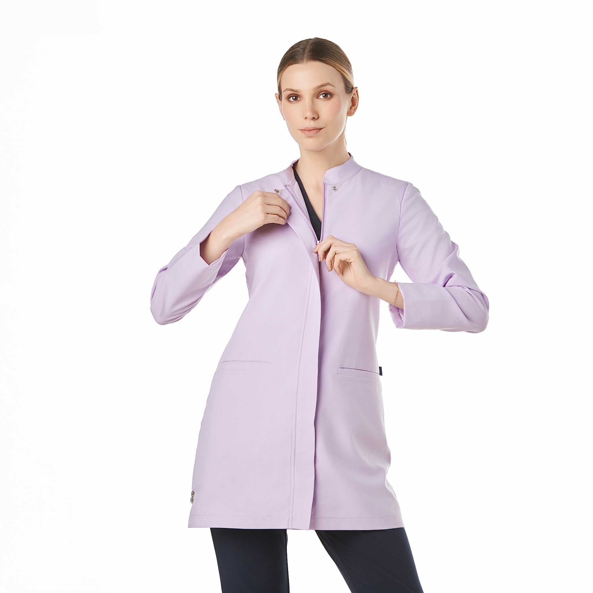 GALLANTDALE Bata Sanitaria Mujer Parigi | Bata Médica Entallada Slim Fit con Cuello Mao, Tejido Resistente y Repelente, Ideal para Hospital, Clínica y Consultorio