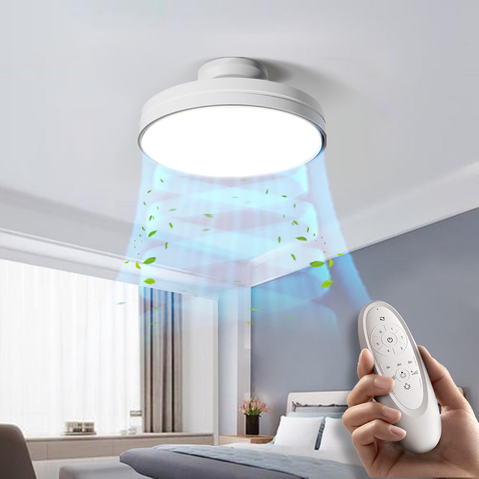 Ventilatore a Soffitto Senza Pale con Luce LED 60W,6 Velocità Regolabili,3Temperature di Colore,Telecomando,Timer Dimmerabile,Risparmio Energetico, Motore DCSilenzioso,Alta Luminosità RA97 per Interni