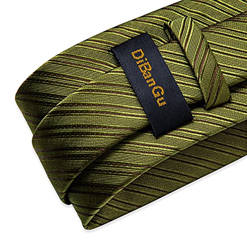 Image of DiBanGu Mens Silk Necktie Solid Color Tie and Pocket Square Cufflink Tie Clip Set Woven Plain Ties for Men Wedding Party