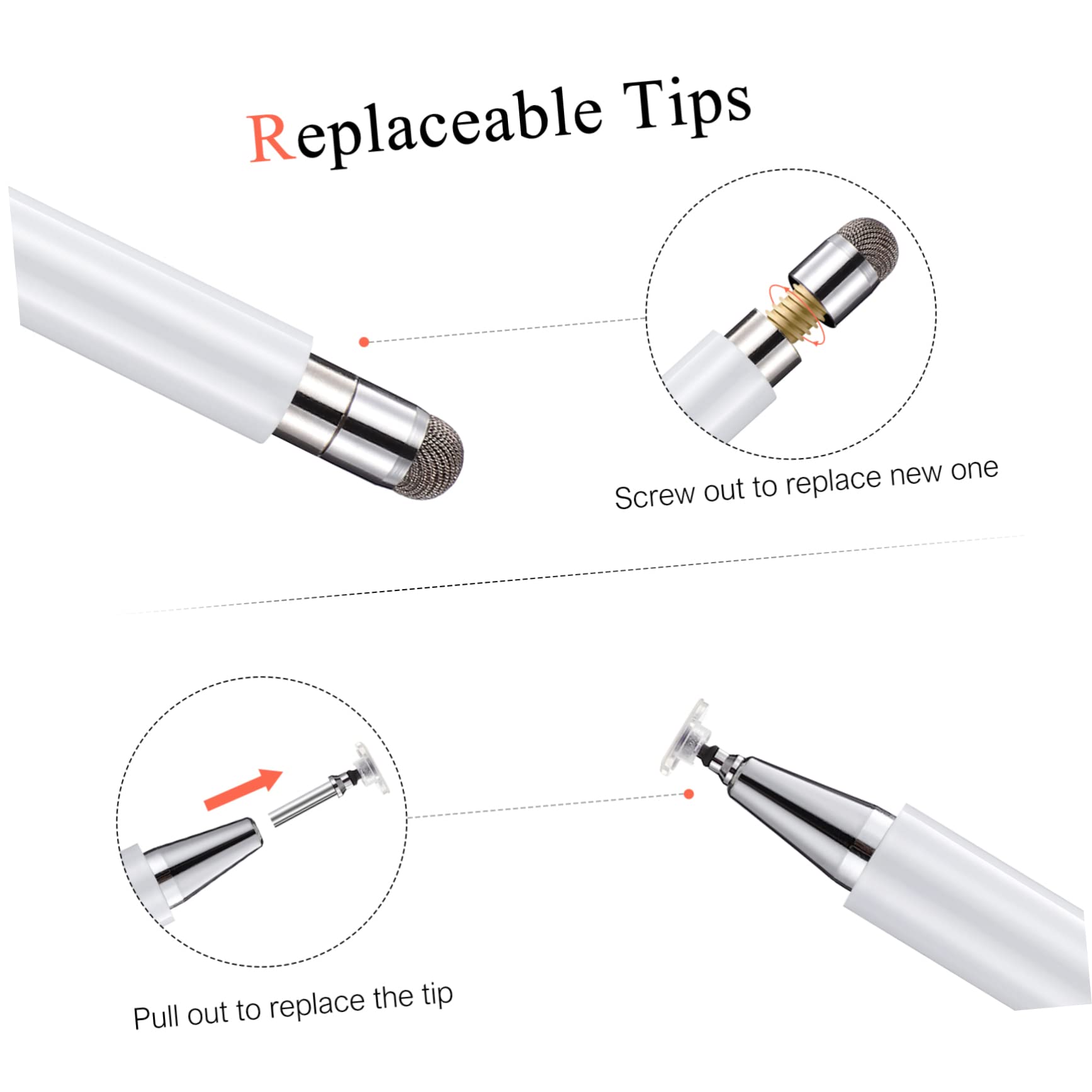 Artibetter 10pezzi Pennino Capacitivo Per Punta Fine Compatibile Con Smartphone e Tablet Design Silenzioso e Leggero Per Disegno e Scrittura Precisa