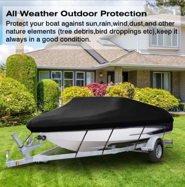 Funda para Barco Impermeable Gris 21-24ft 17-20ft 600/740 x 400cm 210d Cubierta de Barco a Prueba Agua remolques for Cuadrado(21 24ft Gray)