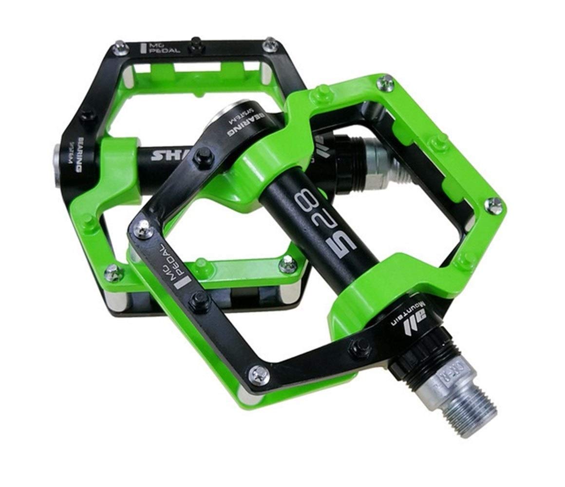 Pedali per Bicicletta MTB con Cuscinetti sigillati, in Lega di magnesio, per Bici da Strada e Mountain Bike, con tacchette ultraleggere (Colore: Verde)