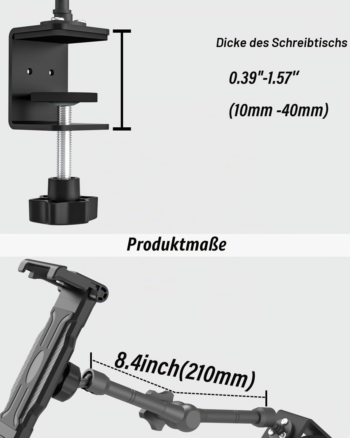 Tisch Tablet Ständer [Maximal Anwendbar 15,6"], iPad Ständer Halterung Aluminium Verstellbare, für 6-15,6 Tragbarer Bildschirm, Zoll Handy & Tablet, iPad Pro/Air/Mini, Galaxy, iPhone