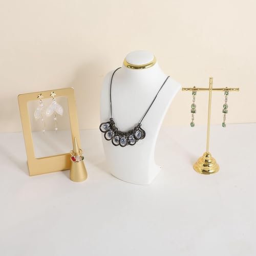 Miniatura 4 de GemeShou Soporte de almacenamiento de collar blanco para vender, organizador de soporte de collar de terciopelo, soportes de exhibición de busto de