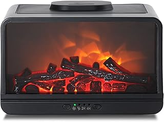 MAXWINER Essential Oil Diffuser Flame Fireplace 300ml Aromatherapy Diffuser Ultrasonic Cool Mist Humidifier with Multiple Mist Mode, Timer and Waterless Auto Off for Home Room Office