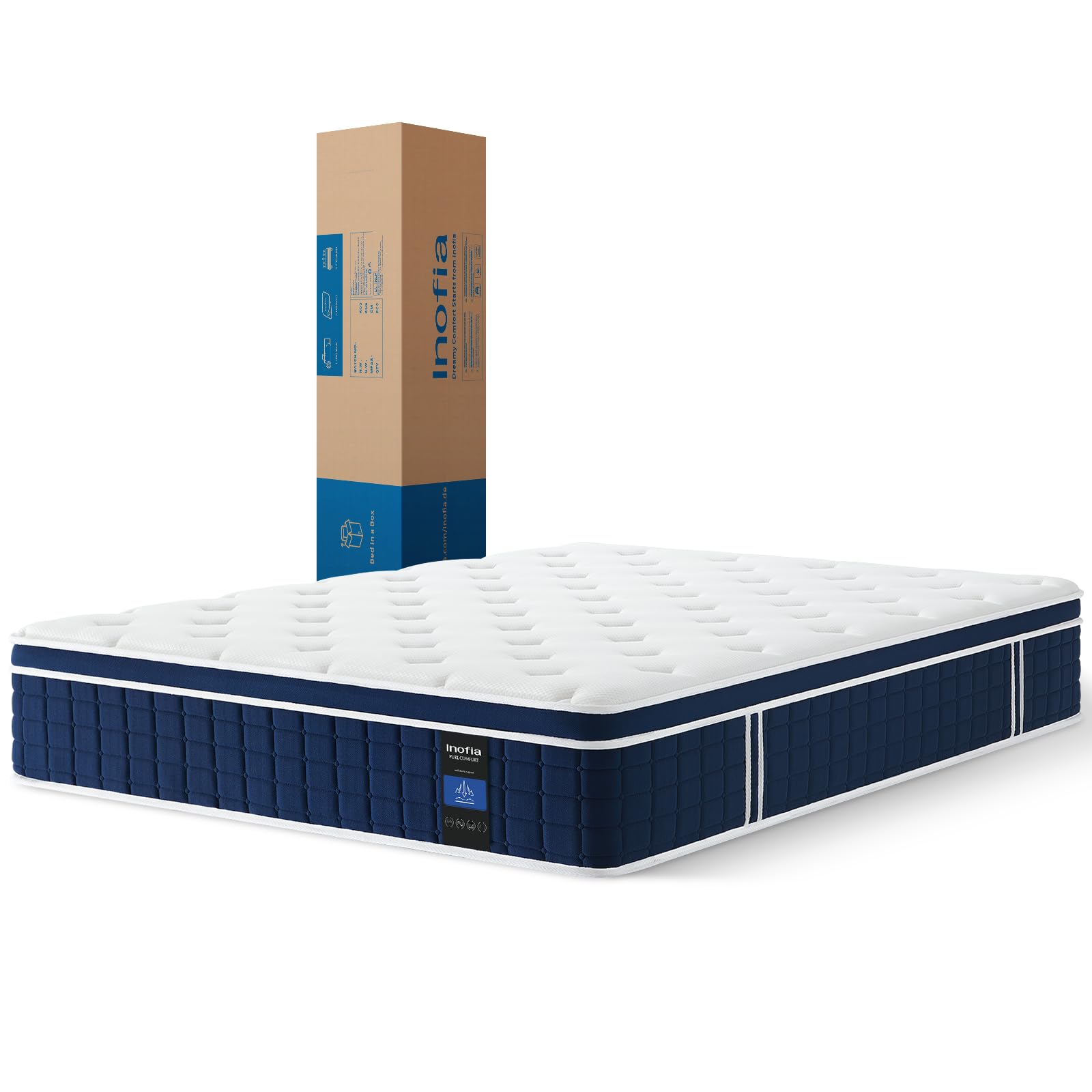 Inofia Matratze Ace Hybrid Pro 90X200cm Höhe 30cm Taschenfederkernmatratze Härtegrad H2 Mittelfest 7-Zonen Federkernmatratze mit 100 Nächte Probeschlafen- Orthopädische Matratze für erholsamen Schlaf