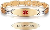 Vista 50 de LinnaLove Pulseras de alerta médica personalizadas para mujer, pulseras médicas de emergencia de acero inoxidable con grabado gratuito (7.5)
