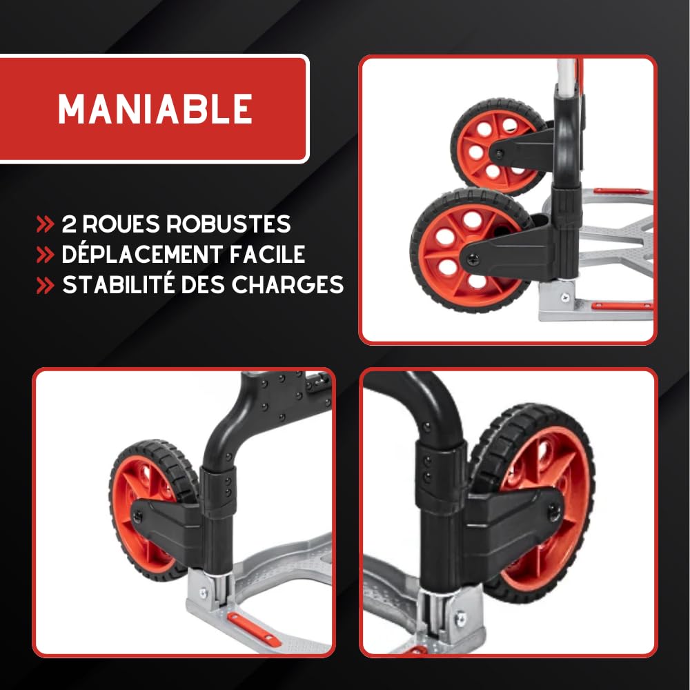 HANGER Diable Pliable en Aluminium pour déménagement et Transport de matériau – 125 kg de capacité