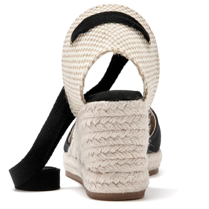 Image of Womens Espadrille Wedge Sandals Closed Toe Platform Lace Up Ankle Strap Slingback Summer Dress Shoes