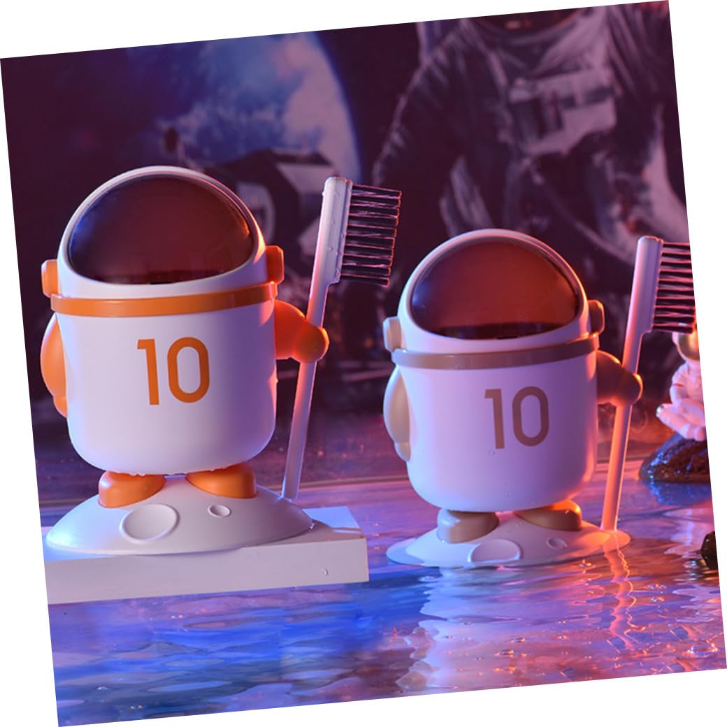 ARTIBETTER Cartoon Astronaut Small Desktop Trash Can with Lid Compact Rubbish Bin for Home Office Lightweight Waste Container with Brush for Easy Clean-up