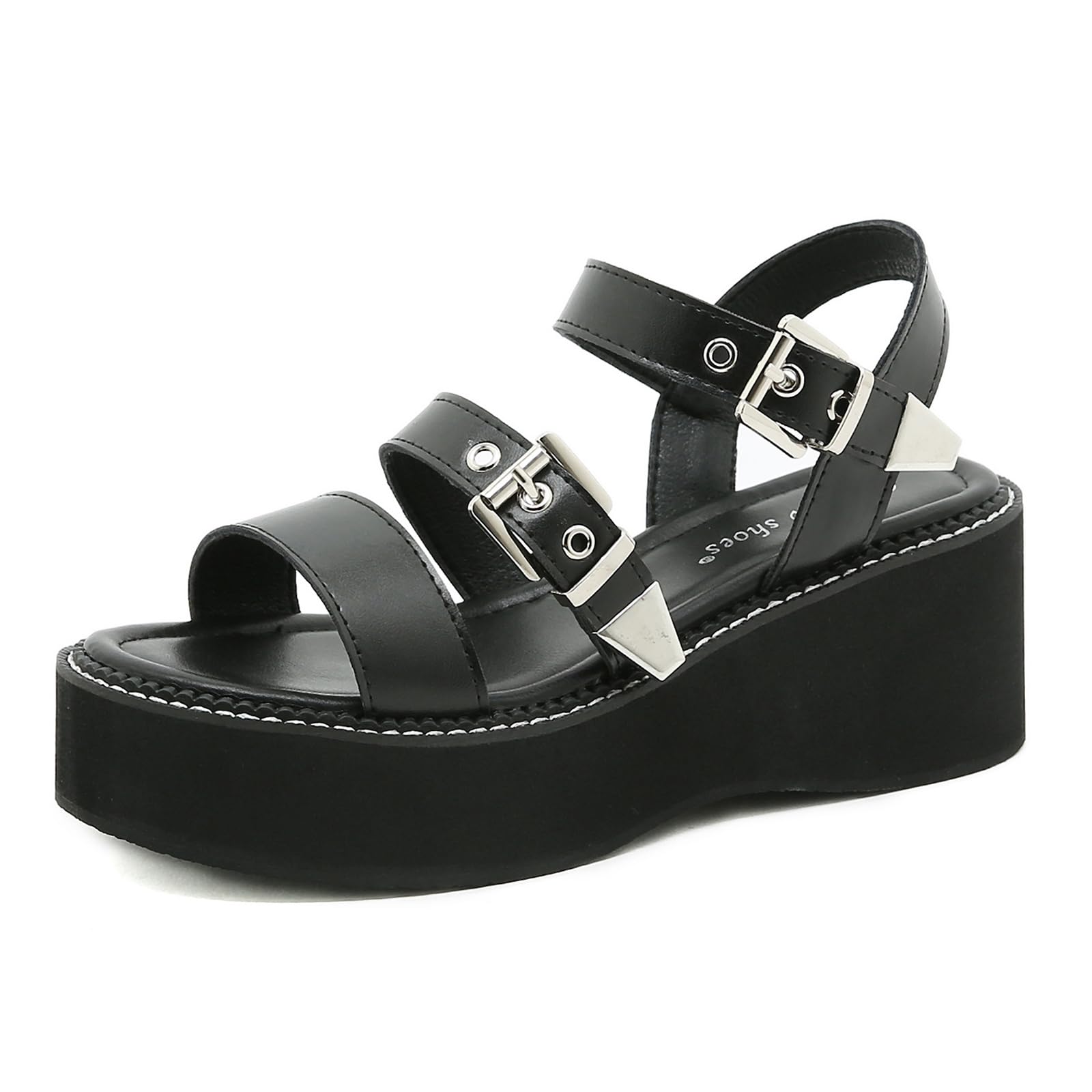 ZPRGZPG Womens Wedges Platform Sandals Summer Open Toe Strappy Gothic Sandals Casual Punk with Adjustable Buckles Sandals