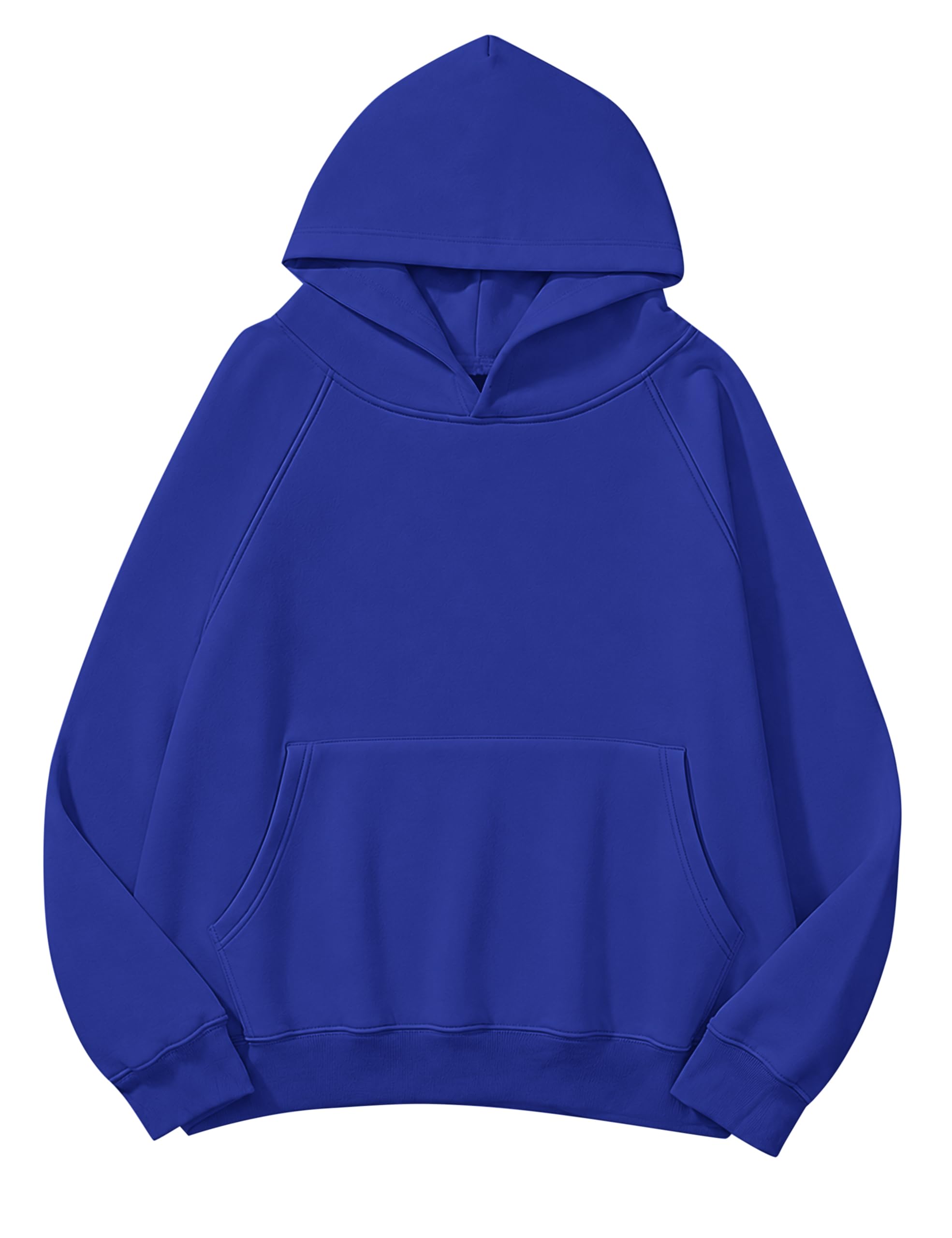 Lauweion Women Solid Basic Fleece Letter Loose Hoodie Sweatshirt Long Sleeve Kangaroo Pocket Drop Shoulder Pullovers Top