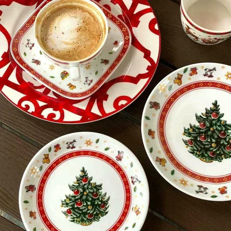 Weihnachtsteller-Set aus Keramik mit hoher Temperatur, Weihnachtsbaum, westlicher Speiseteller, schöne Kaffeetasse, Schüssel, reichhaltiges Sortiment