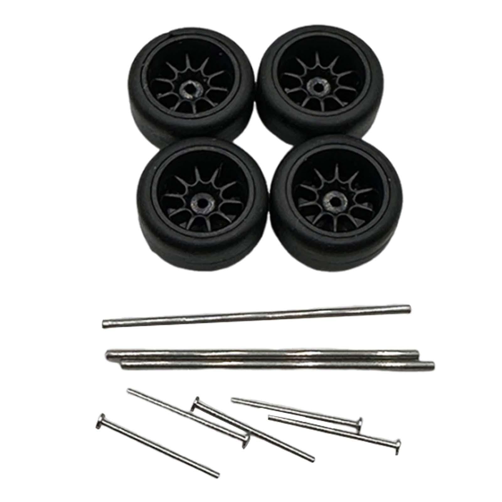 Creations 4 Pieces Rc Car Wheels and Tires Rc Alloy Car Accessories for 1/64 Scale DIY Black Style AToys & Hobbies|Radio Control & Control Line|Rc Model Vehicle Parts & Accs|Body