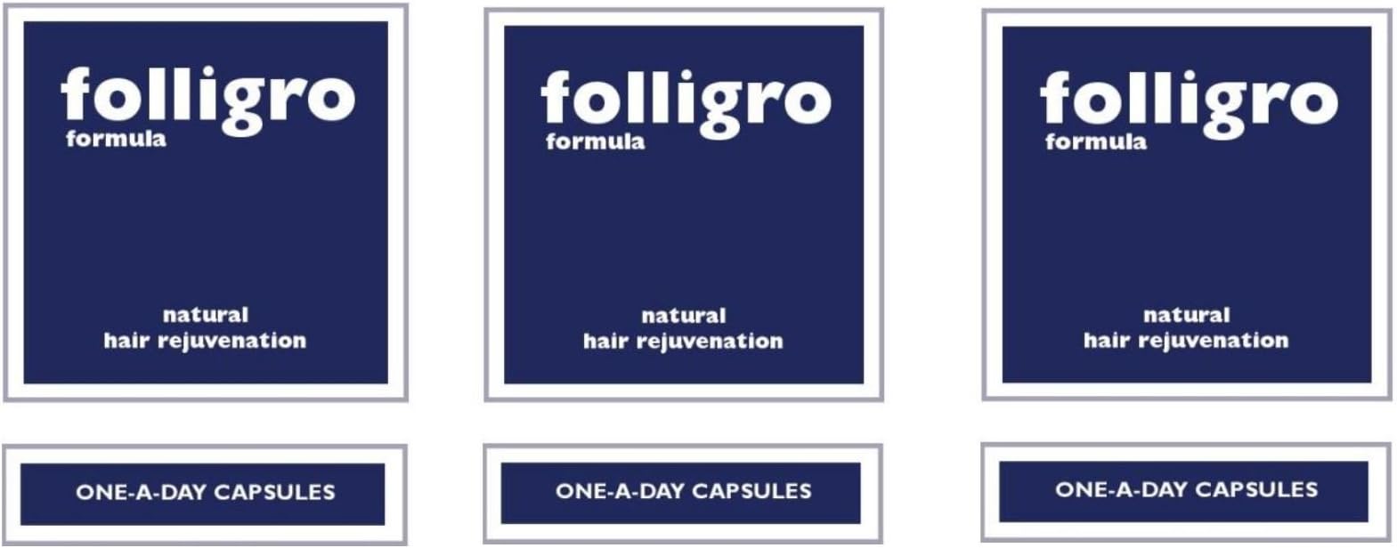 Folligro 'Formula' Natural Hair Rejuvenation Capsules For Women & Men - 3 Month Course - Save £45 (3 pack)