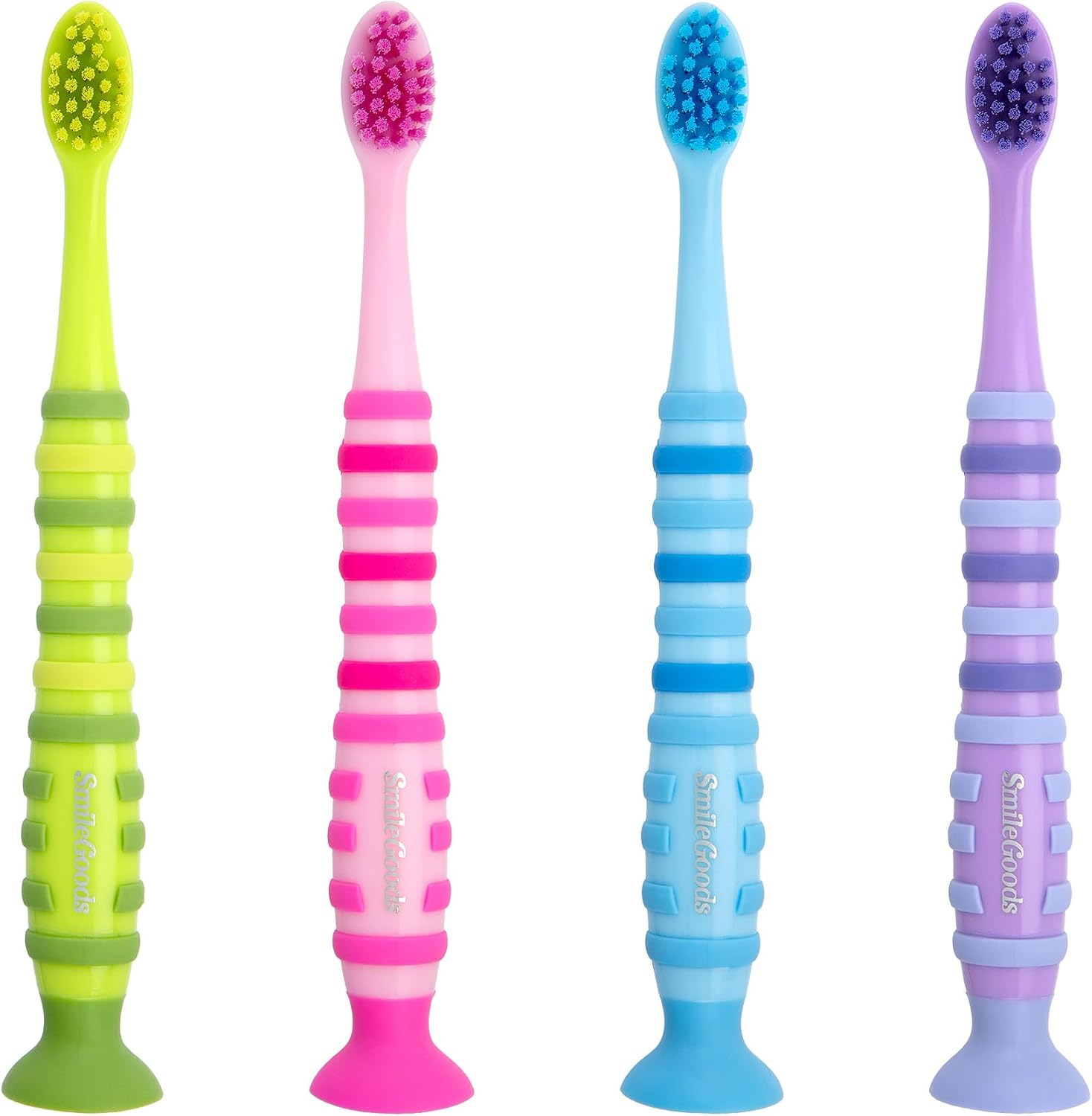 SmileGoods Y304 Child Toothbrush, 30 Tuft, Extra-Soft Bristle, Individually Packaged Kids Toothbrushes, Suction Cup Base, Assorted Colors, Bulk Pack of 72