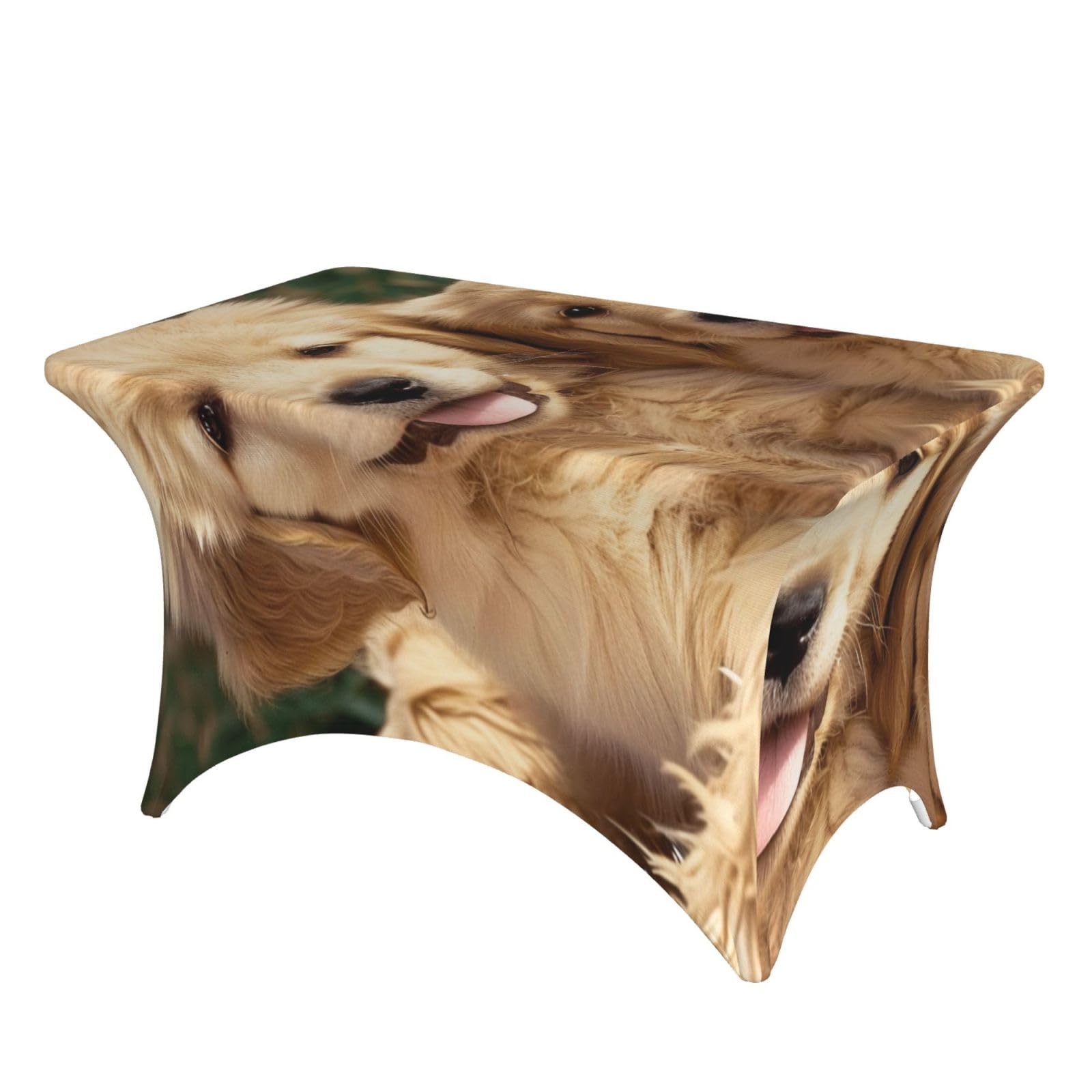 Nappe Golden Retriever élastique anti-glisse lavable de 1,2 m pour table de fête et cuisine