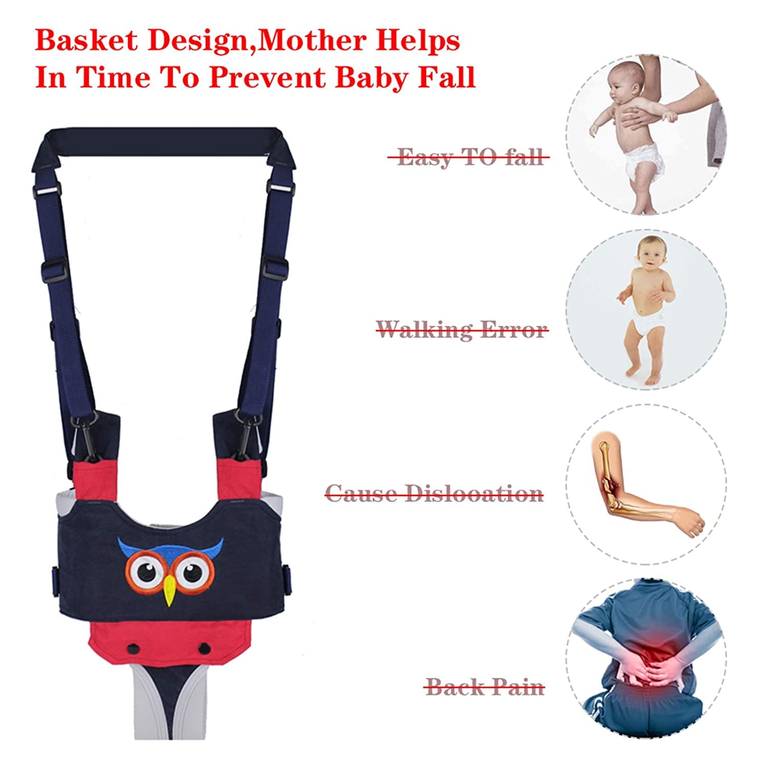 IULONEE Harnais de Marche pour Bébé - Poignée Réglable, Aide à l'Apprentissage pour Enfant en Bas Âge - Ceinture de Sécurité avec Rênes (Bleu)
