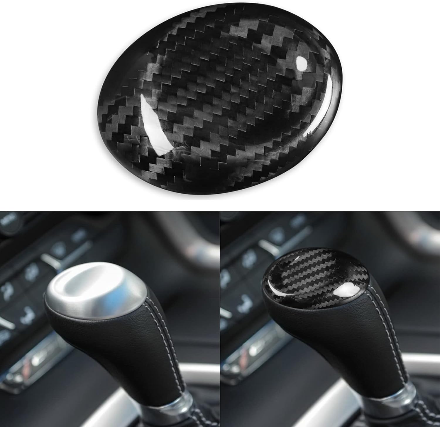 for Chevrolet Corvette C7 Z06 Z51 ZR1 Stingray Grand Sport 2014-2019 Real Hard Carbon Fiber Gear Shift Knob Head Cap Molding Trim Decoration Car Interior Accessories
